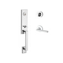 Baldwin Reserve SCSEAXSQURCRR260 Single Cylinder Seattle Handleset Right Hand Square Lever and Contemporary Round Rose with 6AL Latch and Dual Strike Bright Chrome Finish - Right Hand - NA