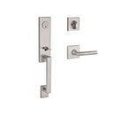 Baldwin Reserve SCSEAXTUBLCSR150 Single Cylinder Seattle Handleset Left Hand Tube Lever and Contemporary Square Rose with 6AL Latch and Dual Strike Satin Nickel Finish - Left Hand - NA