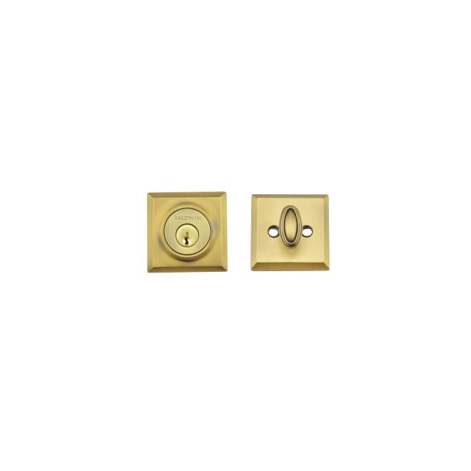 Baldwin Reserve SCTSD049 Single Cylinder Traditional Square Deadbolt with 6AL Latch and Dual Strike Matte Brass and Black Finish - Matte Brass and Black - NA