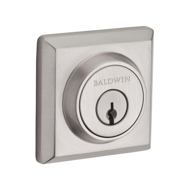 Baldwin Reserve SCTSD150 Single Cylinder Traditional Square Deadbolt with 6AL Latch and Dual Strike Satin Nickel Finish - Satin Nickel - NA