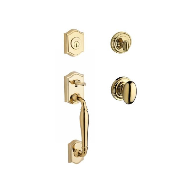 Baldwin Reserve SCWESXELLTRR003 Single Cylinder Westcliff Handleset Ellipse Knob and Traditional Round Rose with 6AL Latch and Dual Strike Lifetime Brass Finish - Lifetime Brass - NA