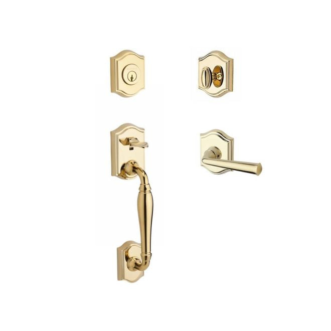 Baldwin Reserve SCWESXFEDLTAR003 Single Cylinder Westcliff Handleset Left Hand Federal Lever and Traditional Arch Rose with 6AL Latch and Dual Strike Lifetime Brass Finish - Left Hand - NA