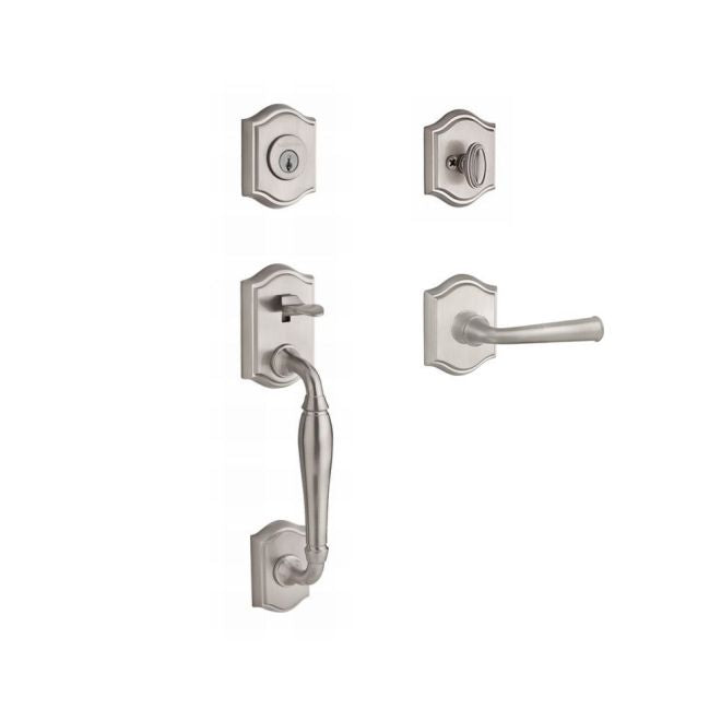 Baldwin Reserve SCWESXFEDRTAR150 Single Cylinder Westcliff Handleset Right Hand Federal Lever and Traditional Arch Rose with 6AL Latch and Dual Strike Satin Nickel Finish - Right Hand - NA