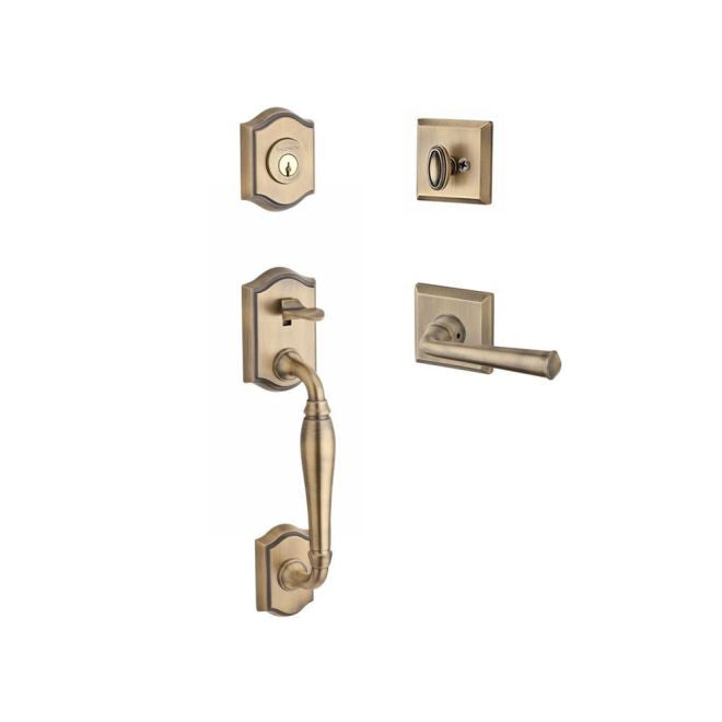 Baldwin Reserve SCWESXFEDRTSR049 Single Cylinder Westcliff Handleset Right Hand Federal Lever and Traditional Square Rose with 6AL Latch and Dual Strike Matte Brass and Black Finish - Right Hand - NA