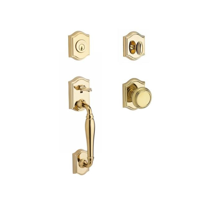 Baldwin Reserve SCWESXTRATAR003 Single Cylinder Westcliff Handleset Traditional Knob and Traditional Arch Rose with 6AL Latch and Dual Strike Lifetime Brass Finish - NA - NA