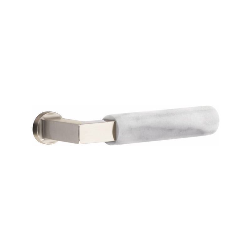 Emtek Dummy Brisbane Mortise Handleset with Select L-Square White Marble Lever